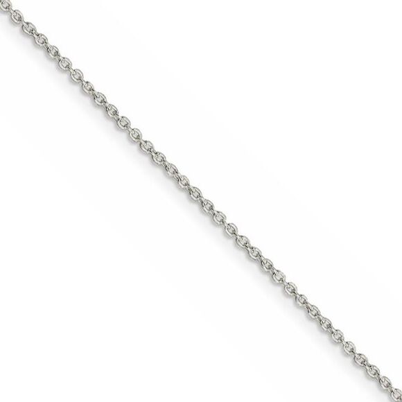 1.25mm Rhodium Plated Sterling Silver Solid Cable Chain Necklace, 20in - Picture 1 of 7